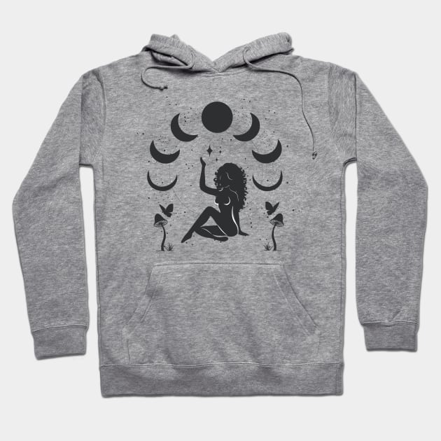 Sitting Mushroom Goddess Hoodie by studioaartanddesign